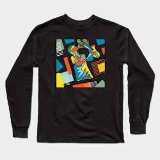 Saxophone Musician Modern Art Long Sleeve T-Shirt